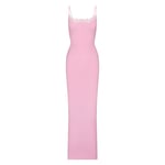 Track Stock of Skims Fits Everybody Lace Long Slip Dress - Bubble Gum Tonal - 4 X