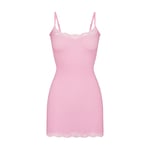 Track Stock of Skims Fits Everybody Lace Slip Dress  - Bubble Gum Tonal