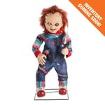 Track Stock of 3.5 ft. Animated LED Scarred Chucky Doll by Home Depot