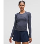 Track Stock of Swiftly Tech Long-Sleeve Shirt 2.0 *Waist Length - Spandex Stripe Club Blue/White - 6