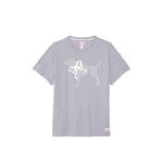 Track Stock of PINK x LoveShackFancy Campus Cotton Tee - VS Medium Heather Grey