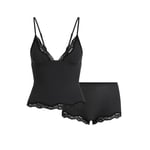 Track Stock of Fits Everybody Lace Triangle Cami And Boy Short Set  - Onyx