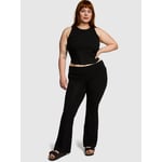 Track Stock of All-Day Cotton™ Foldover Flare Leggings - Black - S-Short