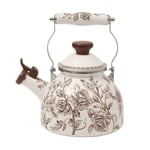 Track Stock of The Pioneer Woman Agatha 1.8-Quart Enamel on Steel Tea Kettle, Brown