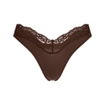 Track Stock of Skims Fits Everybody Lace Dipped Thong - Espresso - 3 X