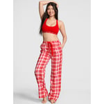 Track Stock of Flannel Pajama Pants - Bright Vermillion/pink Lollipop Plaid - XL-Regular