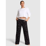 Track Stock of Flannel Sleep Pants - Black Lights Print - M-Long