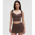 Track Stock of Nulu Bow-Detail Tank Top Balletcore Set - Espresso
