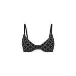 Track Stock of Wear Everywhere™ Push-Up Bra - Black Script Bow Print Shine - 42-DD (E)