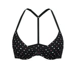 Track Stock of Wear Everywhere™ Front-Close Push-Up Bra - Black Scattered Logo Print - 32-DD (E)