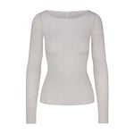 Track Stock of Skims Sheer Modal Long Sleeve Boatneck Top - Heather Grey - Xxs
