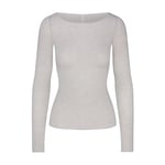 Track Stock of Skims Sheer Modal Long Sleeve Boatneck Top - Heather Grey - Xl