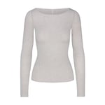 Track Stock of Skims Sheer Modal Long Sleeve Boat Neck Top  - Heather Grey