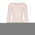 Track Stock of Skims Sheer Modal Long Sleeve Boatneck Top - Primrose - Xxs