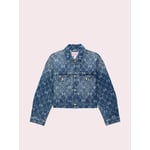 Track Stock of PINK x LoveShackFancy Cropped Denim Jacket - Bright Medium Wash - L