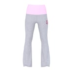 Track Stock of All-Day Cotton™ Foldover Flare Leggings - Medium Heather Grey Bling Pink Waistband - L-Sho