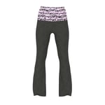Track Stock of All-Day Cotton™ Foldover Flare Leggings - Charcoal Heather Grey Print Waistband - L-Regula
