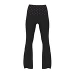 Track Stock of All-Day Cotton™ Foldover Flare Leggings - Pure Black Polka Dot Print - S-Regular