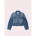 Track Stock of PINK x LoveShackFancy Cropped Denim Jacket - Bright Medium Wash - M