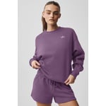 Track Stock of Alo Accolade Crew Neck Pullover - Plum Kiss - Xxs