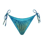 Track Stock of Skims Signature Swim Dipped Tie Bikini Bottom - Aqua Ombre Snake - Xs