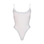 Track Stock of Skims Fits Everybody Lace Cami Bodysuit  - Slate Pin Dot Print