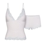 Track Stock of Skims Fits Everybody Lace Triangle Cami And Boy Short Set - Slate Pin Dot Print - L