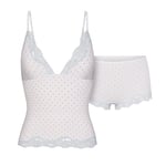 Track Stock of Fits Everybody Lace Triangle Cami And Boy Short Set  - Slate Pin Dot Print
