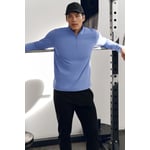 Track Stock of Alo Conquer 1/4 Zip Reform Long Sleeve - Provence Blue - Xl