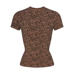 Track Stock of Skims Cotton Jersey T Shirt - Sienna Natural Leopard - Xl