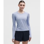 Track Stock of Swiftly Tech Long-Sleeve Shirt 2.0 *Waist Length - Spandex Stripe Polo Pastel/Prep Blue - 