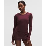 Track Stock of Swiftly Tech Long-Sleeve Shirt 2.0 *Waist Length - Burgundy Bay/Burgundy Bay