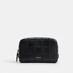 Track Stock of Cosmetic Pouch In Checkerboard Upcrafted Leather - Black