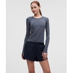 Track Stock of Swiftly Tech Long-Sleeve Shirt 2.0 *Waist Length - Spandex Stripe True Navy/White