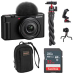 Track Stock of Sony ZV-1F Vlogging Camera, Black with Accessories Kit