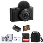 Track Stock of Sony ZV-1F Vlogging Camera, Black with Essential Accessories Kit