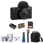 Track Stock of Sony ZV-1F Vlogging Camera, Black with Vlogger Accessories Kit