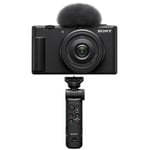 Track Stock of Sony ZV-1F Vlogging Camera, Black with GP-VPT3 Shooting Grip and Tripod w/Remote