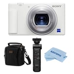 Track Stock of Sony ZV-1 Compact 4K HD Camera, White, with GP-VPT3 Shooting Grip, Bag