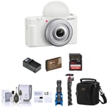 Track Stock of Sony ZV-1F Vlogging Camera, White with Vlogger Accessories Kit