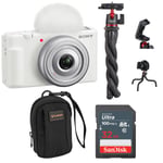 Track Stock of Sony ZV-1F Vlogging Camera, White with Accessories Kit
