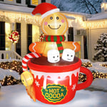 Track Stock of 6ft Christmas Inflatable Outdoor Gingerbread Man in Mug