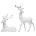 Track Stock of Set of 2 Plastic Blow Mold Deer White by Holiday Time