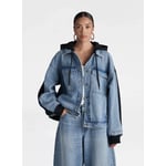 Track Stock of KBB by KAHLANA Women's 'The Denim and Fleece Hoodie' - Medium Wash