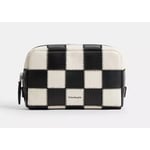 Track Stock of Cosmetic Pouch In Checkerboard Upcrafted Leather - Black/White