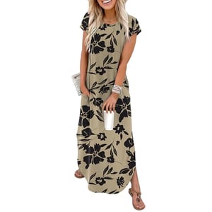 knee length dresses for ladies The Escape Linen Midi Dress in Beige main image 1