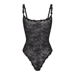 Stretch Lace Thong Bodysuit - Onyx - L Restock Notifications