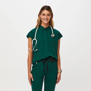 Figs Rafaela Oversized Scrub Top - Forest Green - S - Regular Restock Notifications