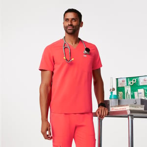 Figs Chisec Three-Pocket Scrub Top - Fiery Coral - XL - Regular Restock Notifications