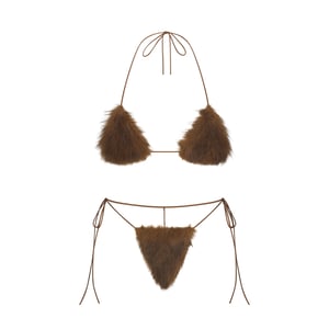 Skims Faux Fur Triangle Bralette And Thong Set - Oxide - 3 X Restock Notifications